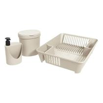 Kit Organize Sua Pia Basic 3 Peças Light Gray - Coza Kit Organize Sua Pia Basic 3 Peças Light Gray - Coza