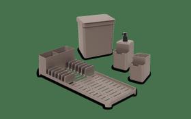 Kit Organize Sua Pia Coza Single 4 Peças Warm Gray