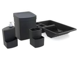 Kit Organize sua pia full utility de 4 peças escorredor dispenser lixeira escorredor de talher