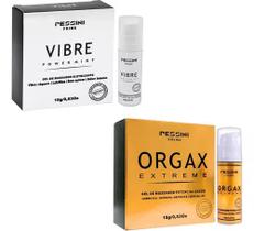 Kit Orgax Extreme 5 Em 1 potencializador Orgasmo 15g Pessini + VIbre Power Mint de Massagem 15G Pessini