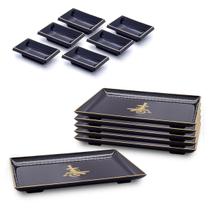 Kit Oriental 6 Pessoas Molheira Prato Retangular Japonês Kit Oriental 6 Pessoas Molheira Prato Retangular Japonês