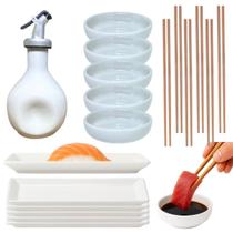 Kit Oriental 6 Pessoas Porcelana Branco 110ml Jarra Amassadinha Kit Oriental 6 Pessoas Porcelana Branco 110ml Jarra Amassadinha