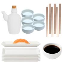 Kit Oriental 6 Pessoas Porcelana Branco 60ml