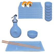 Kit Oriental Azul para Sushi 2 Pessoas Completo e Pratico