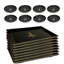 Kit Oriental Comida Japonesa 8 Pessoas Com Molheira Prato Preto