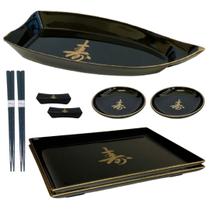 Kit Oriental Comida Japonesa Para 2 Pessoas Sushi Barca Preto