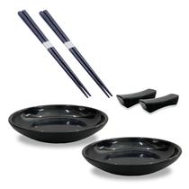 Kit Oriental Japonês Hashi Molheira E Descanso Hashi 6 Pçs - AC