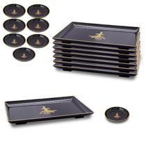 Kit Oriental Japonês P/ 8 Pessoas Molheira Prato Retangular