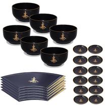 Kit Oriental Japonês Sushi Sashimi Prato Tigela Hashi