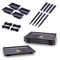 Kit Oriental P/4 Pessoas Molheira Hashi Prato Descanso Hashi