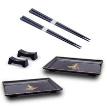 Kit Oriental Para 2 Pessoas Descanso Hashi Prato Retangular - AC