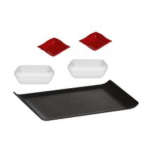 Kit Oriental Vemplast 1 Bandeja 2 Travessas E 2 Molheiras
