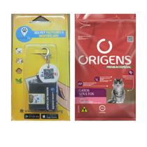 Kit origens ração gatos castrados sênior salmão 3kg + tag de identificação localização para animas Kit origens ração gatos castrados sênior salmão 3kg + tag de identificação localização para animas