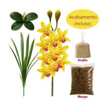 Kit Orquidea Artificial Luxo Cores Diversas Resistente Durável Decoração