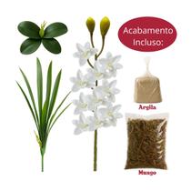 Kit Orquidea Artificial Luxo Cores Diversas Resistente Durável Decoração