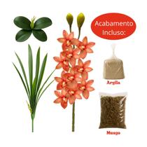 Kit Orquidea Artificial Luxo Cores Diversas Resistente Durável Decoração