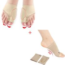 Kit Ortopédico 1 Par de Palmilhas para Fascite Plantar + 1 Par de Meias Protetoras com Separador de Joanetes Cor:Bege