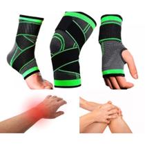 Kit Ortopédico Joelheira, Tornozeleira e Munhequeira Ajustáveis Conforto e Proteção para Atividades Físicas e Lesões Cor