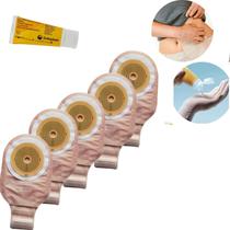 Kit Ostomiados 05 Bolsa Colostomia 70mm + 01 Creme P/ Pele Barrier