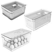 Kit Ou Clear Fresh Porta Ovos 36un + 2 Cestos Legumes/Frutas