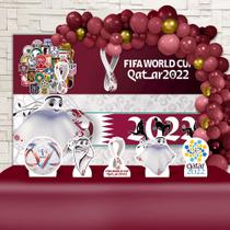 Kit Ouro Festa Aniversário Copa 2022 Desenho Decoração Cenários