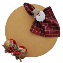 Kit Ouro Natal 12 Lugar Capa Souspla Base Guardanapo Anel PG