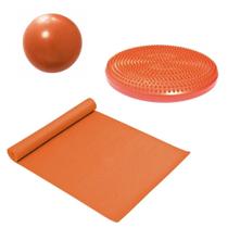 Kit Overball 25cm Laranja + Disco Inflavel de Equilibrio + Colchonete 1,70m Liveup Sports