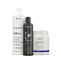 Kit Ox 30, Pó Descolorante azul, Matizador Black Gloss