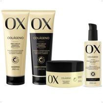 Kit Ox Colágeno: Shampoo, Condicionador 240ml, Máscara e Sérum Tratamento Noturno