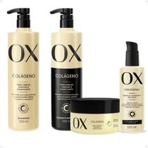 Kit Ox Colágeno: Shampoo, Condicionador 500ml, Máscara e Sérum Tratamento Noturno Kit Ox Colágeno: Shampoo, Condicionador 500ml, Máscara e Sérum Tratamento Noturno