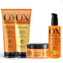 Kit Ox Mari Maria Hair Vita Glow: Shampoo, Condicionador, Máscara e Defrizante Kit Ox Mari Maria Hair Vita Glow: Shampoo, Condicionador, Máscara e Defrizante