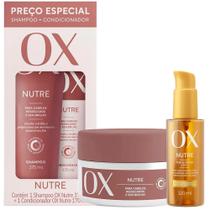 Kit OX Nutrição Intensa Shampoo + Condicionador + Máscara 300g + Óleo Capilar Nutritivo 120ml Kit OX Nutrição Intensa Shampoo + Condicionador + Máscara 300g + Óleo Capilar Nutritivo 120ml