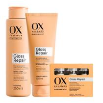 Kit Ox Science Mari Maria Hair Gloss Repair: Shampoo 250ml, Condicionador 200ml e 3 Doses Concentradas