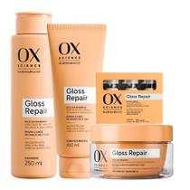 Kit Ox Science Mari Maria Hair Gloss Repair: Shampoo 250ml, Condicionador 200ml, Máscara Capilar 180g e 3 Doses Concentradas