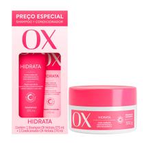 Kit Ox Shampoo 375ml e Condicionador Hidrata 170ml Mais Máscara Ox Hidratação 300g