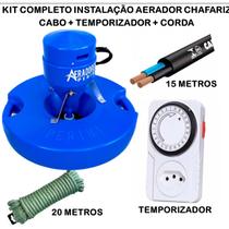Kit Oxigenador Chafariz Piscicultura Tanque 0,5cv 500m² Kit Cabo Corda e Timer