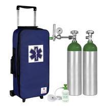 Kit Oxigênio 3L 2 Cilindros Bolsa com Rodinhas Marinho