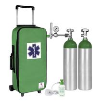 Kit Oxigênio 3L 2 Cilindros Bolsa com Rodinhas Verde