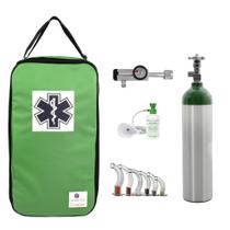 Kit Oxigênio 3L Alumínio com Bolsa Verde Sem Carga Válvula Click