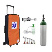 Kit Oxigênio 3L Bolsa Laranja e Azul com Rodinhas Sem Carga Válvula Click