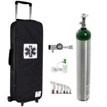 Kit Oxigênio 5L Bolsa Preta com Rodinhas Sem Carga Válvula Click
