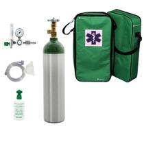 Kit oxigênio portátil 3 litros alumínio com bolsa verde (sem carga)