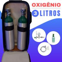 Kit Oxigênio Portátil 3 Litros com 2 Cilindros Bolsa Rodinha Verde