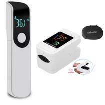 Kit Oxímetro Dedo/Pulso Oled Adulto e Pediátrico ROSA + Termometro Infravermelho Digital Testa