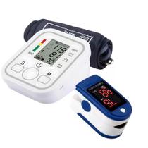Kit Oxímetro Digital Portátil Para Dedo Medidor de Saturação Pulsação e Aparelho de Medir Pressão Arterial de Braço