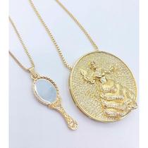 Kit oxum - mandala de oxum cravejada + conjunto pingente e corrente abebe de oxumescapulário de Kit oxum - mandala de oxum cravejada + conjunto pingente e corrente abebe de oxumescapulário de