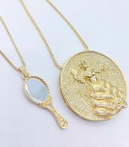 Kit oxum - mandala de oxum cravejada + conjunto pingente e corrente abebe de oxumescapulário de