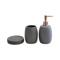 Kit p/ Banheiro Cerâmica Cinza c/ 3 Pçs Mart