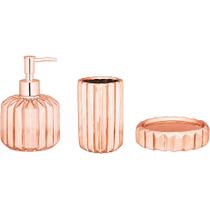Kit p/Banheiro em Ceramica 3PÇAS RoSE Gold - Mart