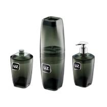 Kit P/ Banheiro Porta Escova Pasta de Dentes Dispenser Sabonete e Algodão Luxo Banheiro UZ